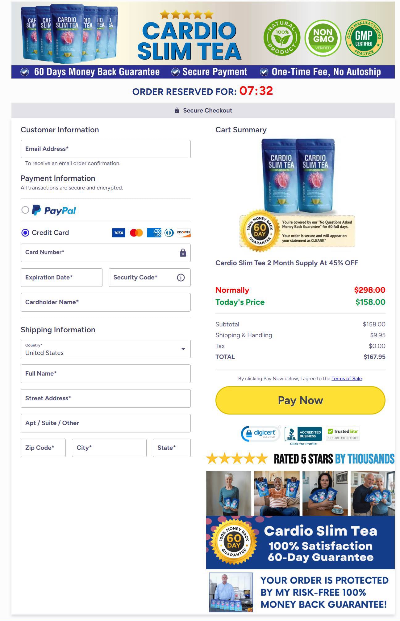 Cardio Slim Tea Payment Checkout